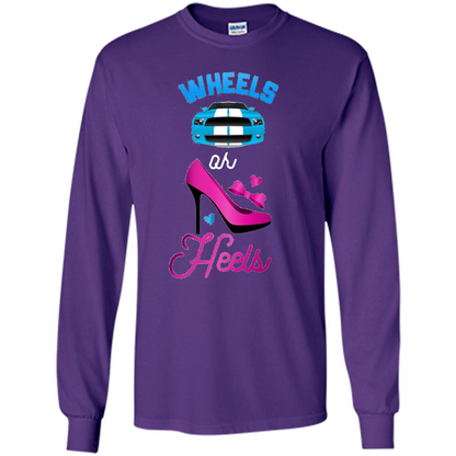 Wheels Or Heels We Love You Gender Reveal Party T-shirt Purple