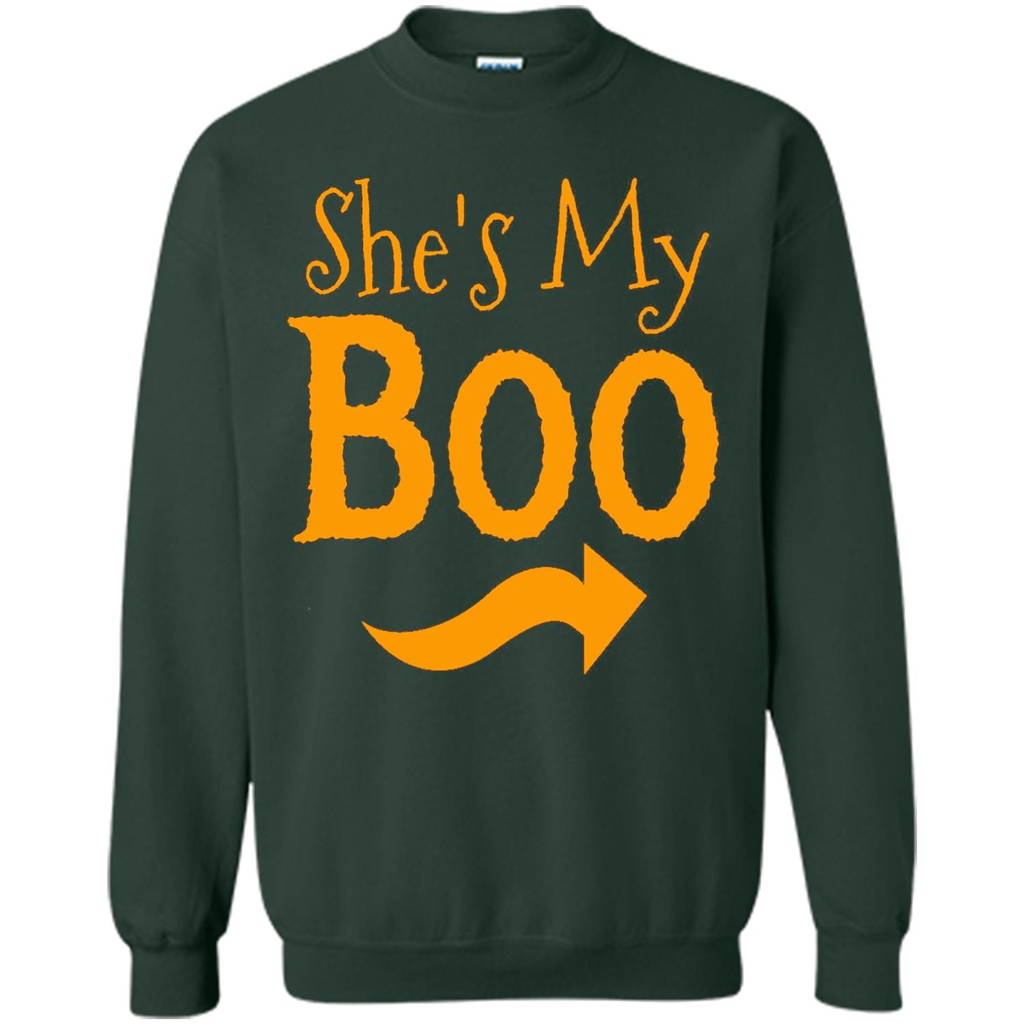 She's My Boo - Halloween Couples T-shirts For Him and Her Forest Green