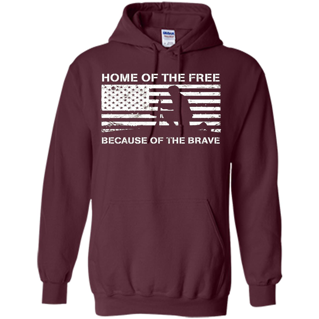 Military T-shirt Home Of The Free Because Of The Brave Maroon