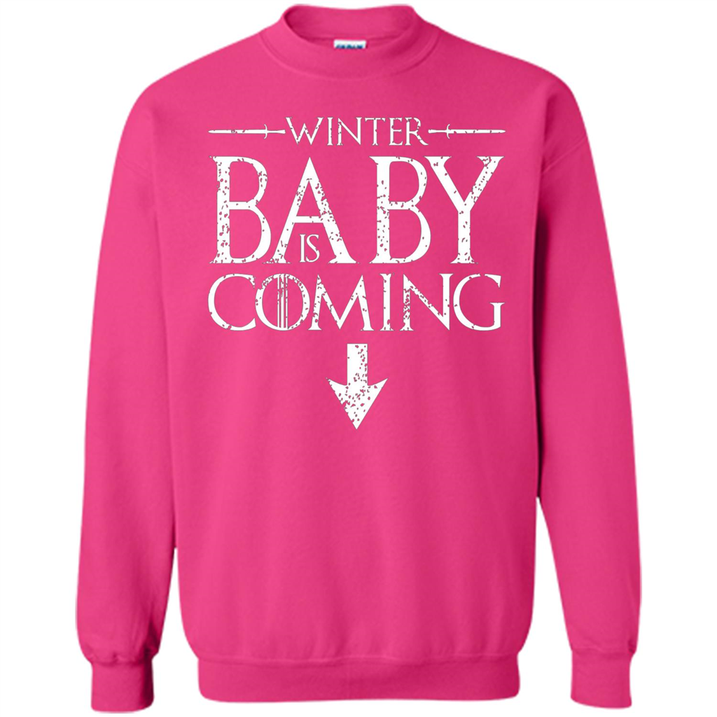 Funny Humor Maternity T-shirt Winter Baby is Coming Heliconia