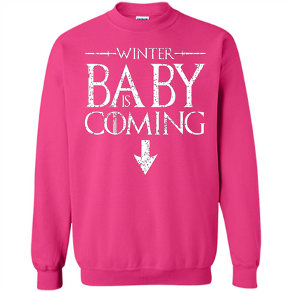 Funny Humor Maternity T-shirt Winter Baby is Coming Heliconia