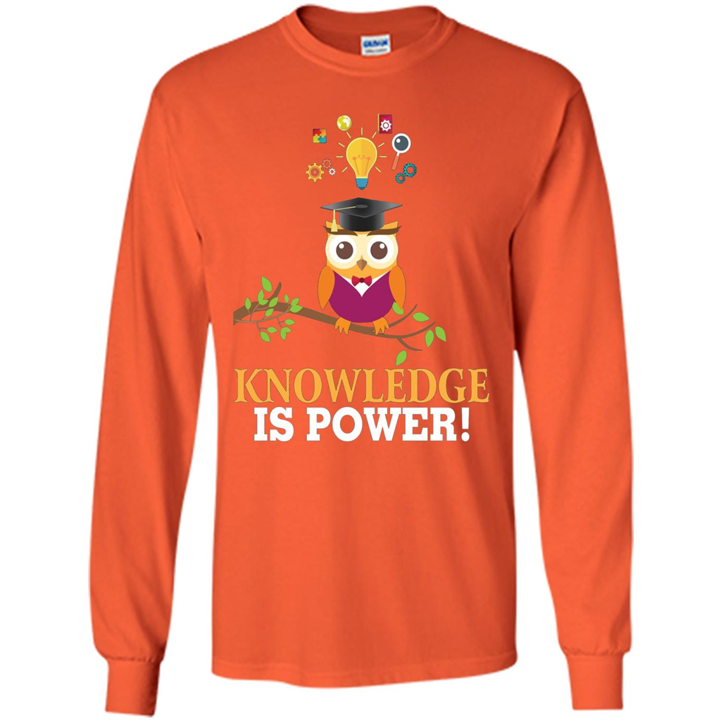 Knowledge is Power T-Shirt Cute Owl Teacher Student T-shirt Orange