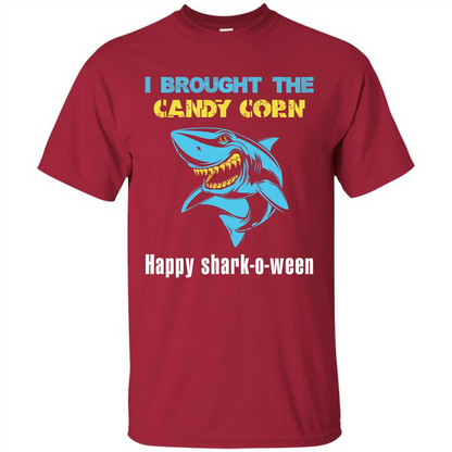 Shark T-shirt I Brought The Candy Corn Happy Shark-o-ween T-shirt Cardinal
