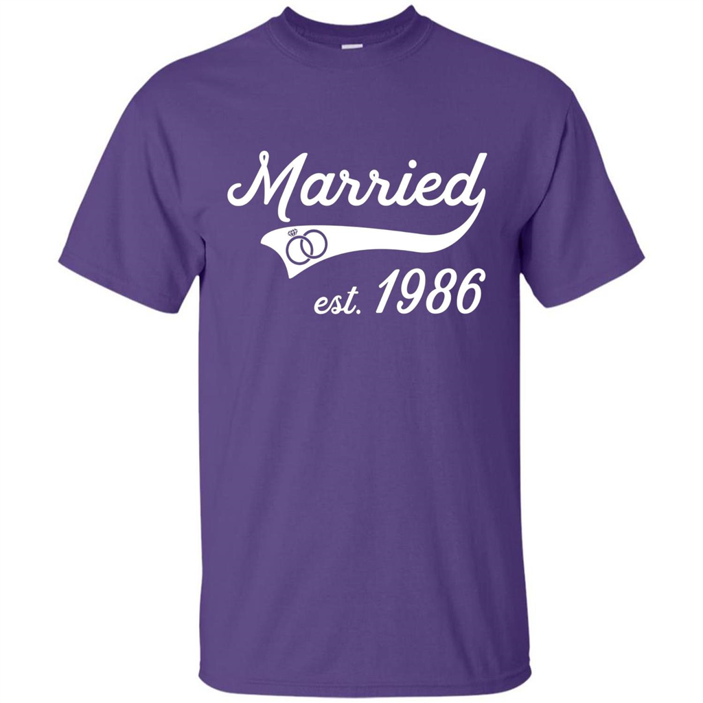 Married Since 1986 T-shirt Wedding Anniversary T-Shirt Purple