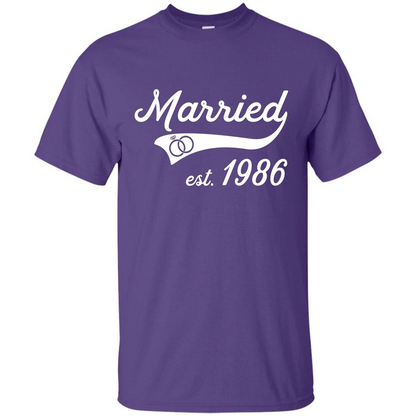 Married Since 1986 T-shirt Wedding Anniversary T-Shirt Purple