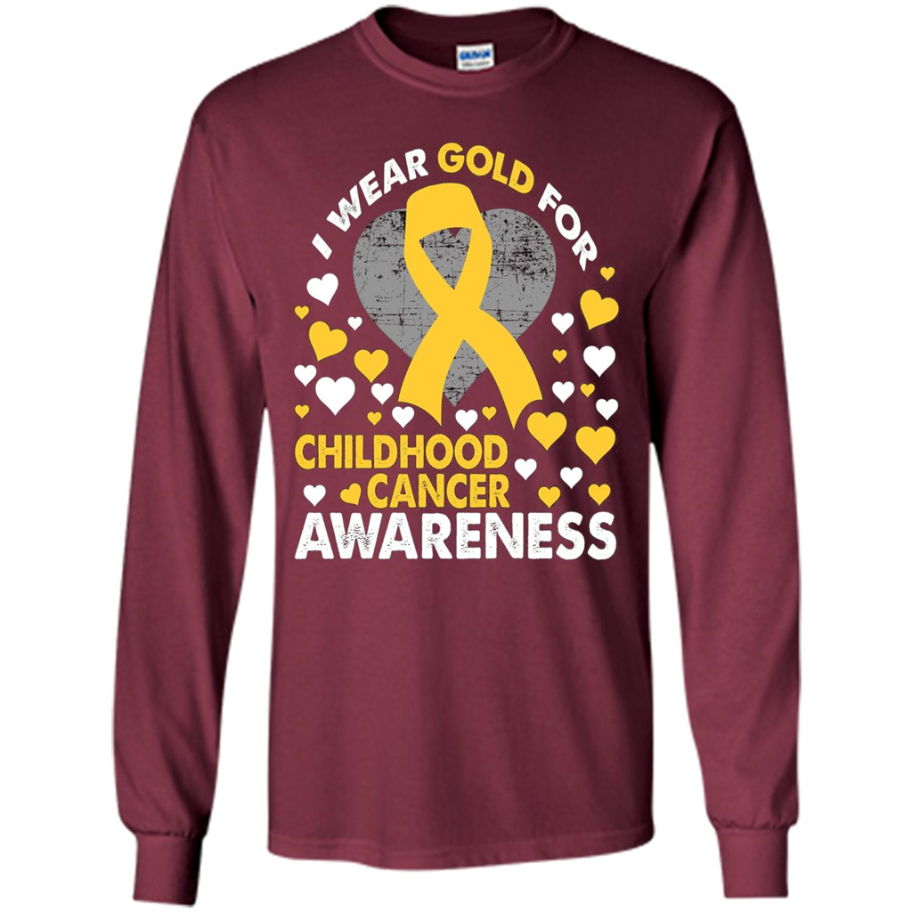 I Wear Gold For Childhood Cancer Awareness T-shirt Maroon