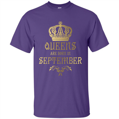 Queens Are Born In September T-shirt Birthday T-Shirt Purple