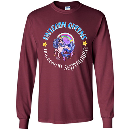 September Unicorn T-shirt Unicorn Queens Are Born September Maroon