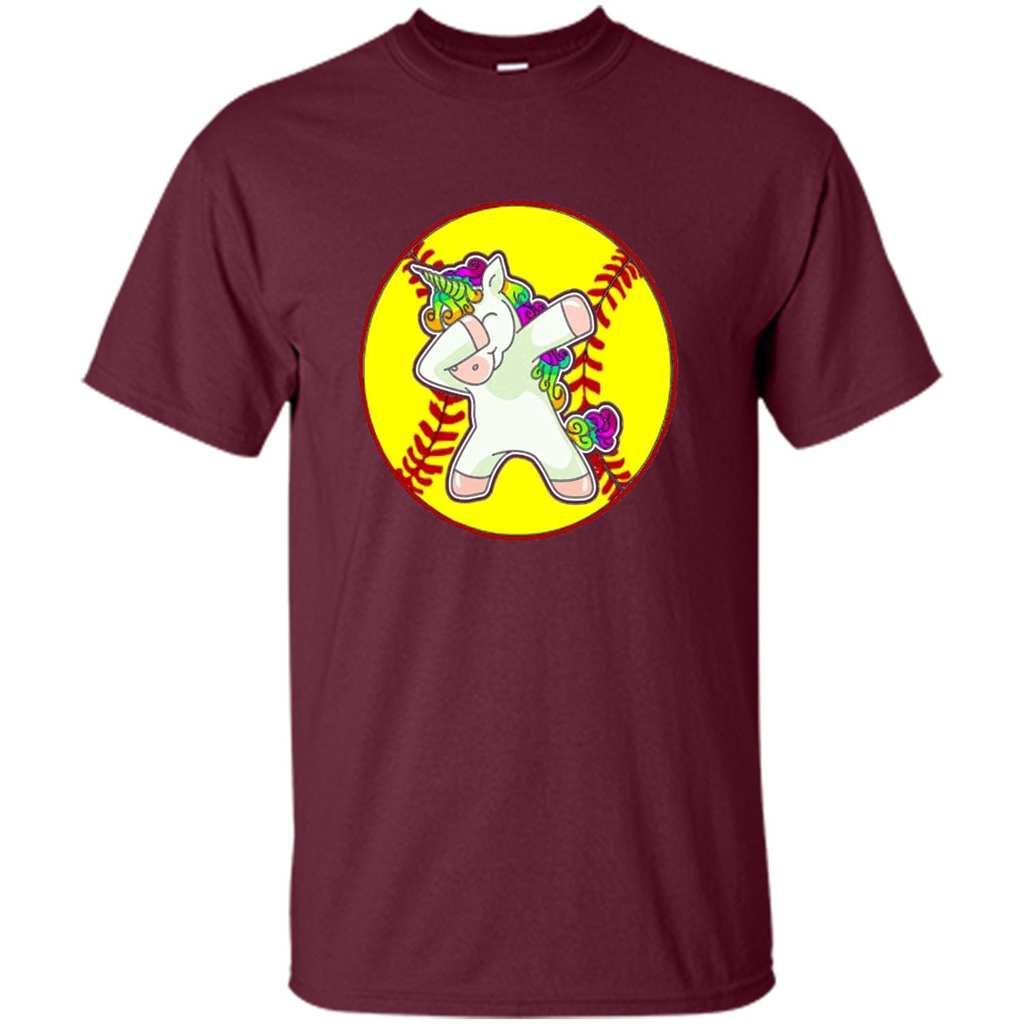 Unicorn Dabbing Softball T-shirt Maroon