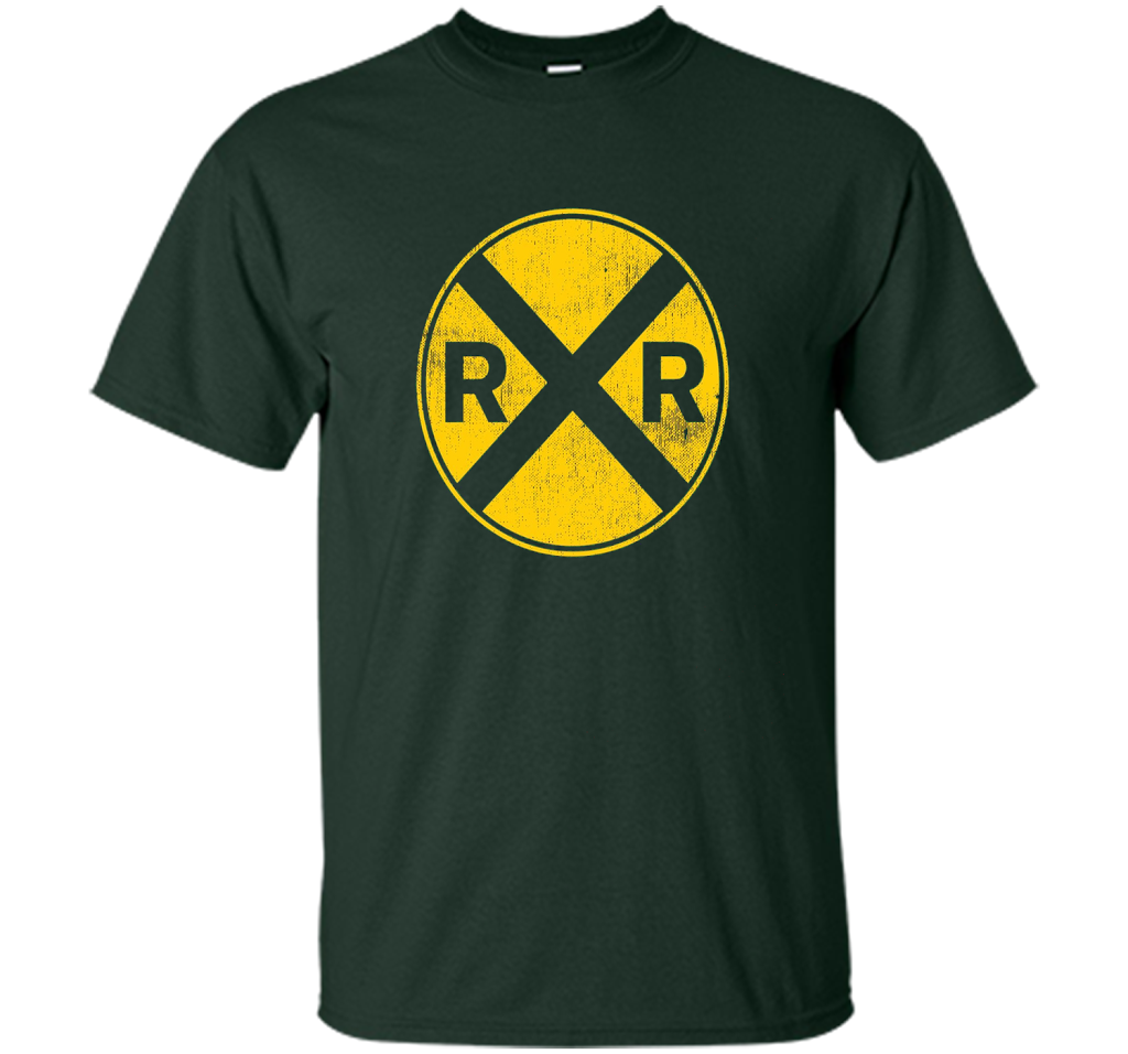 Railroad Train Crossing Warning Shirt Train Worker Engineer shirt Forest Green