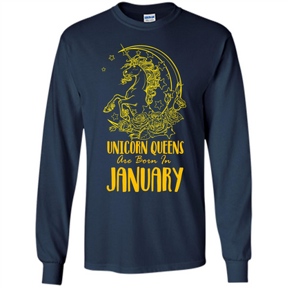 January Unicorn T-shirt Unicorn Queens Are Born In January Navy