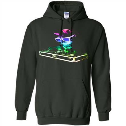 Cat Lover T-shirt House Cat Rainbow DJ Kitty Forest Green