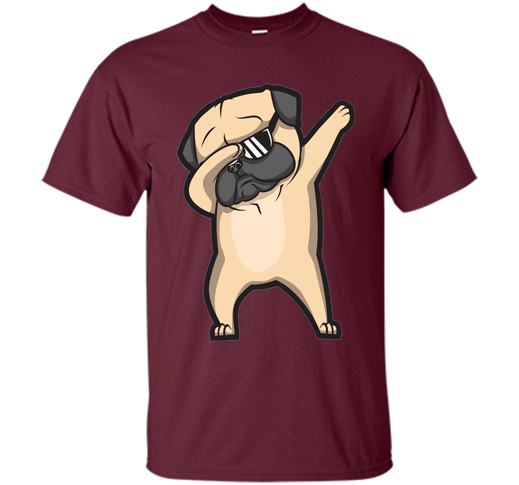 Dabbing Pug Shirt - Cute Funny Dog Dab T-Shirt t-shirt Maroon