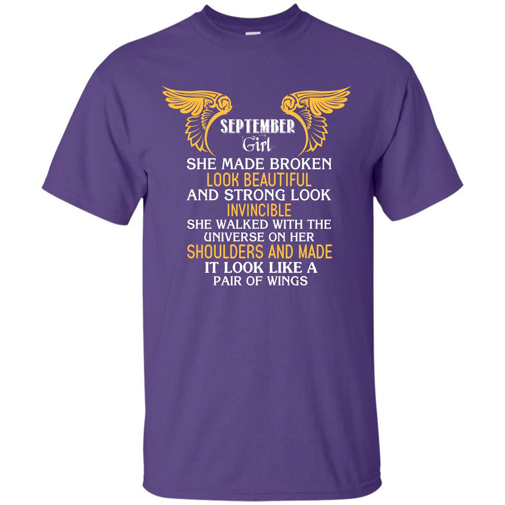 September Girl She Made Broken Look Beautiful T-shirt Purple