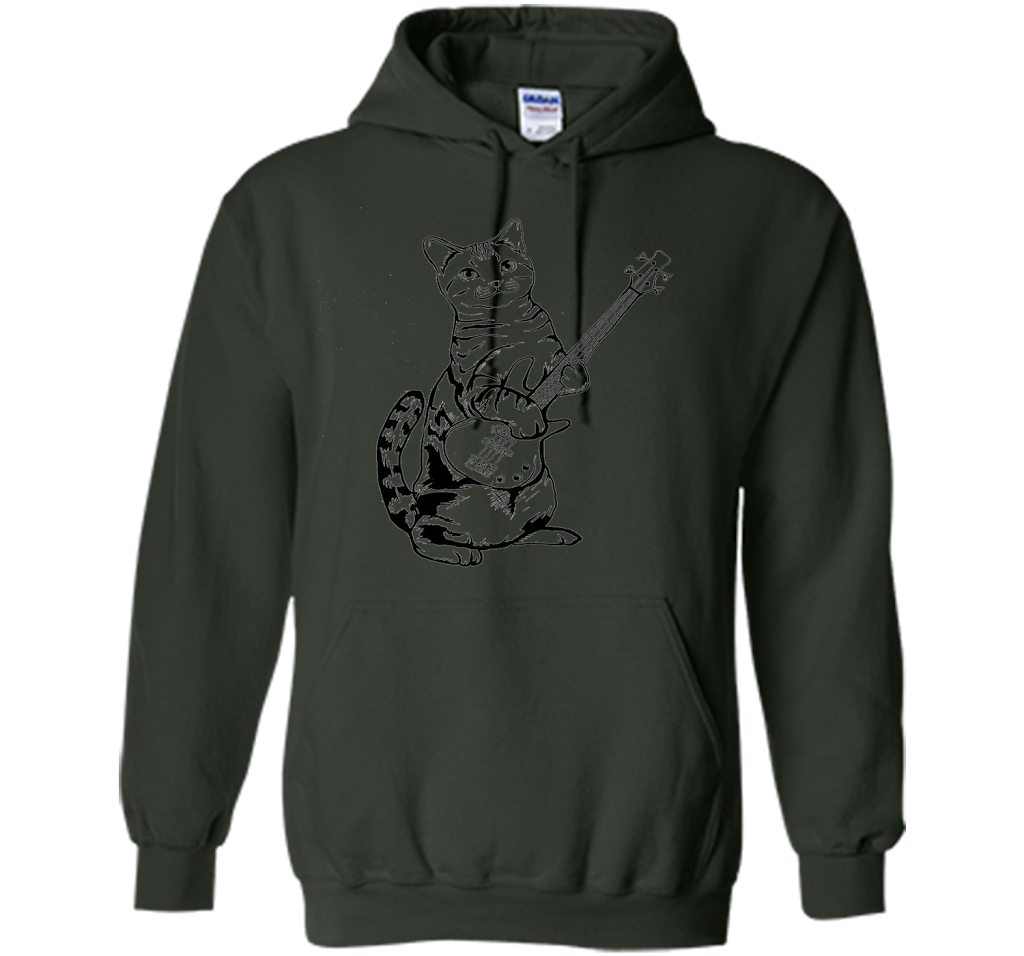 Bassist T-shirt Cat Playing Bass T-shirt Forest Green