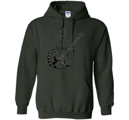 Bassist T-shirt Cat Playing Bass T-shirt Forest Green