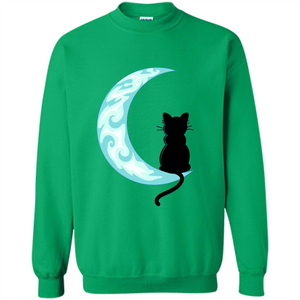 Black Cat Mom Crescent Moon T-shirt