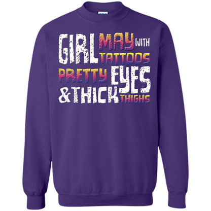 May Girl T-shirt With Tattoos Pretty Eyes and Thick Thighs Orange