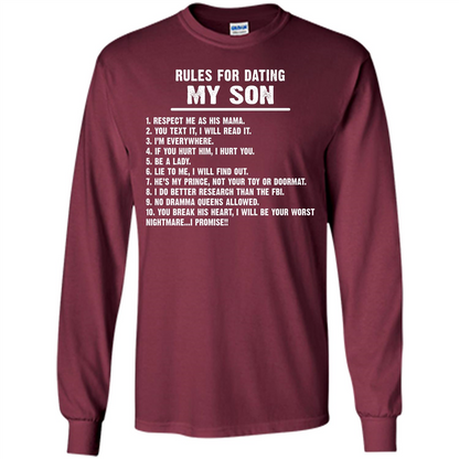 Parents T-shirt Rules For Dating My Son T-shirt Maroon