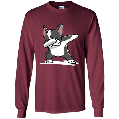 Dabbing Boston Terrier Dog T-Shirt Dab Dance T-shirt Maroon