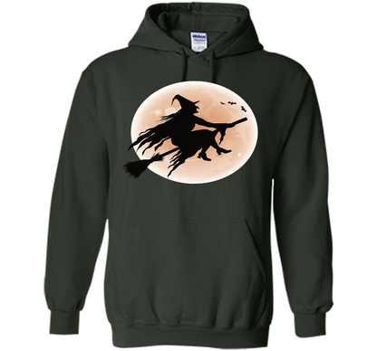 Halloween Full Moon Witch T-Shirt shirt Forest Green