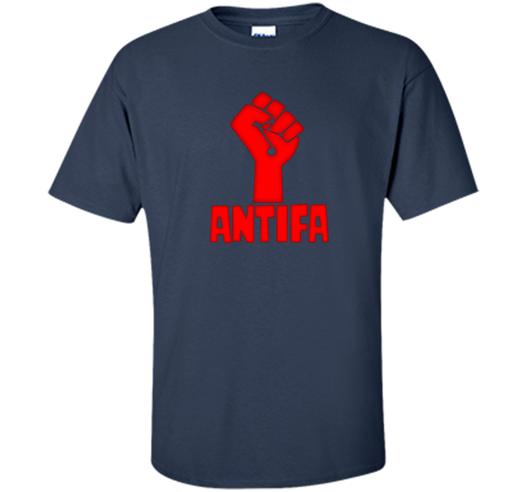 AntiFa Fist On Black T-shirt Navy