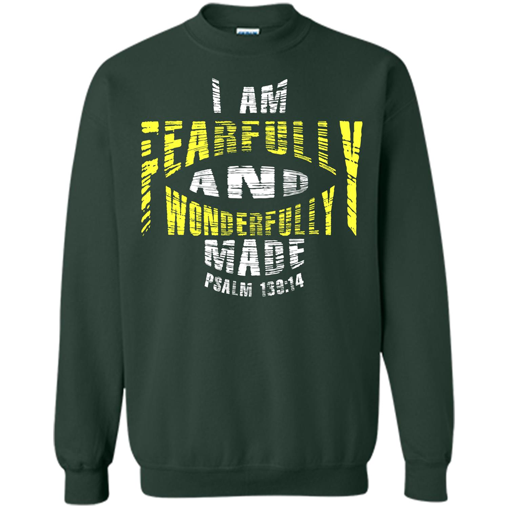 Christian T-shirt I Am Fearfully And Wonderfully Made Psalm Forest Green