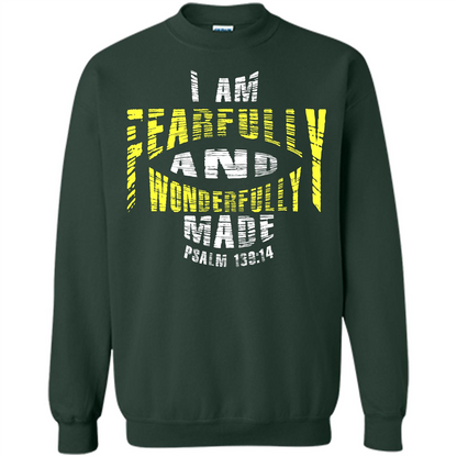Christian T-shirt I Am Fearfully And Wonderfully Made Psalm Forest Green