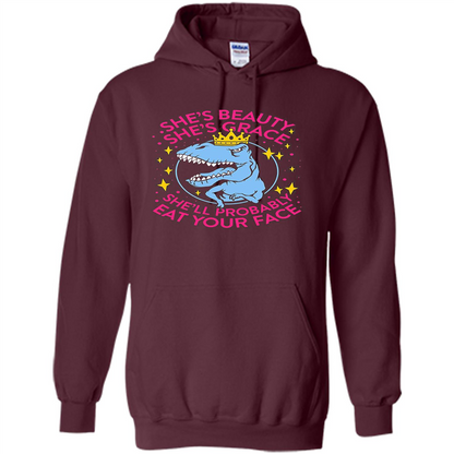 Saurus T-shirt She's Beauty She's Grace She'll Probably Eat Your Face Maroon