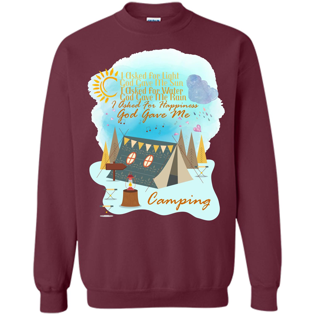 Camping T-shirt I Asked For Happiness God Gave Me Camping Maroon