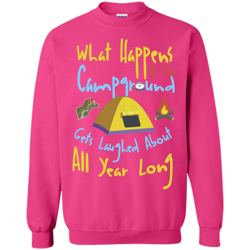 Camping T-shirtWhat Happens At The Campground T-shirt Heliconia