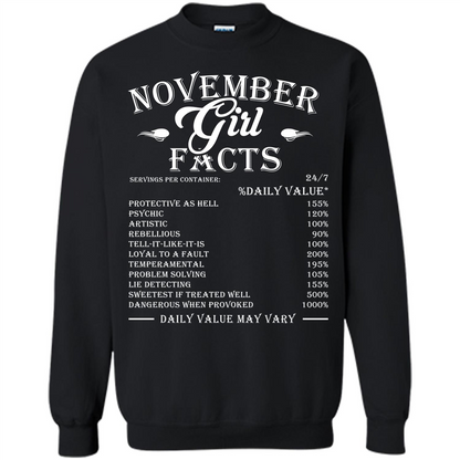 November Girl Facts T-shirt Black