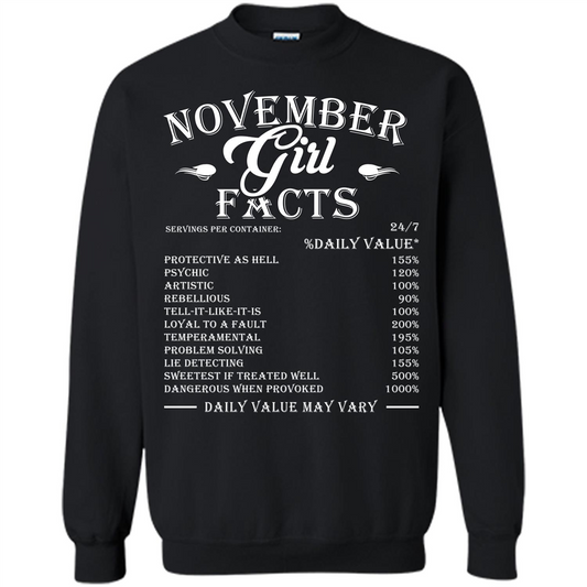 November Girl Facts T-shirt Black
