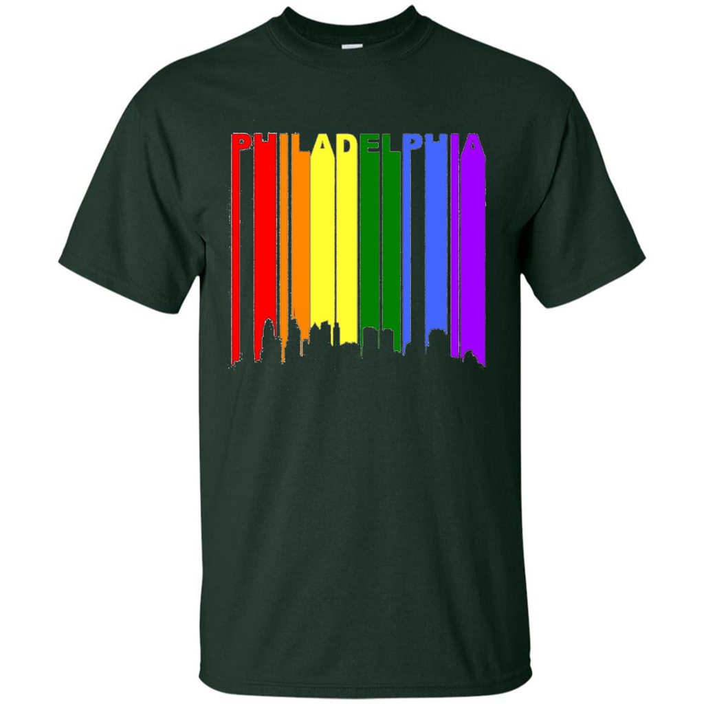 Philadelphia PA Downtown Rainbow LGBT Gay Pride T-shirt Forest Green