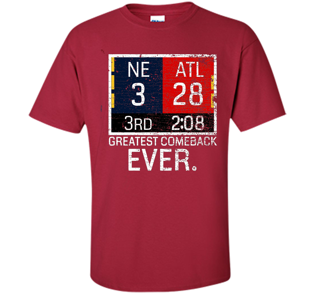 New England 3 - Atlanta 28 T-shirt - Greatest Comeback Ever T-shirt Cardinal