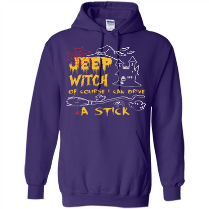 Halloween T-shirt Jeep Witch Of Course I Can Drive A Stick T-shirt Purple