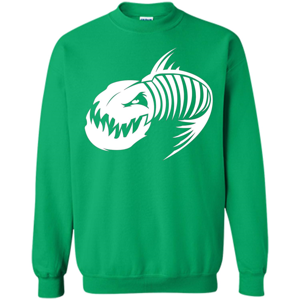Fisherman Gift T-shirt Badass Fish Bone Skeleton Irish Green