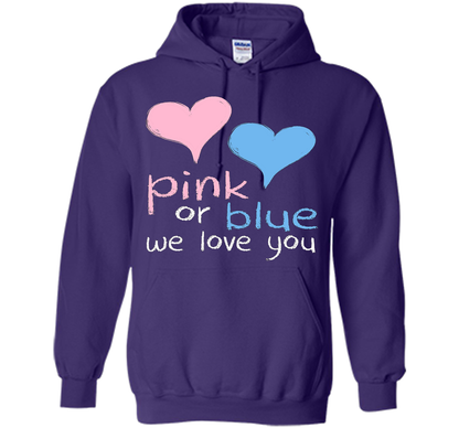 Pink Or Blue We Love You Baby Shower Gender Reveal Cute shirt Purple
