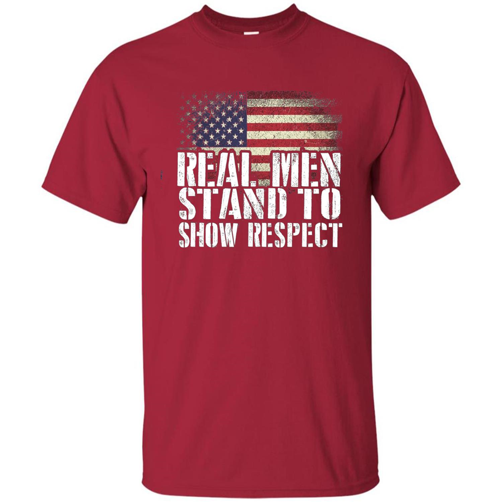 Military T-shirt Real Men Stand To Show Respect Cardinal