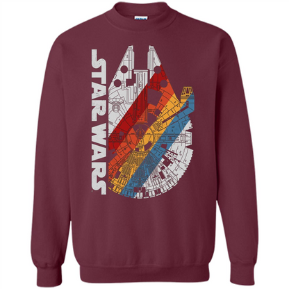 Movie T-shirt The Millennium Falcon Wears Retro Stripes T-shirt Maroon