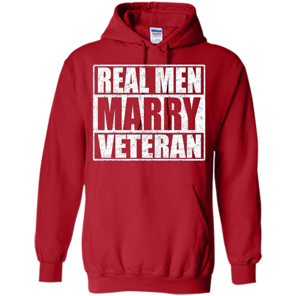 Real Men Marry Veteran T-shirt Veteran's Husband Red