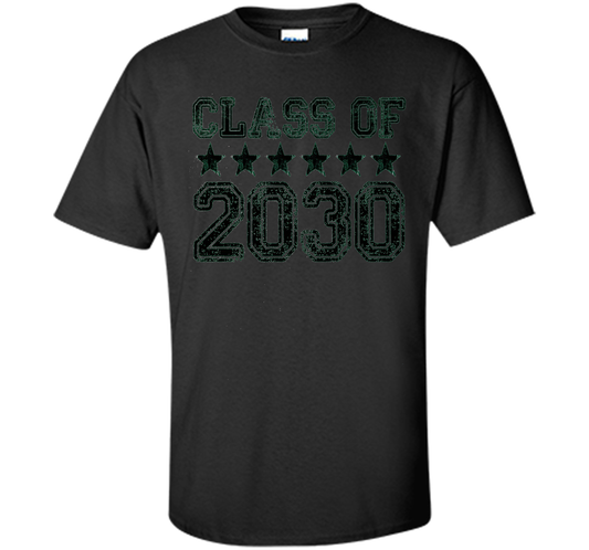 Class of 2030 Grow With Me T-Shirt - Kindergarten, White t-shirt Black