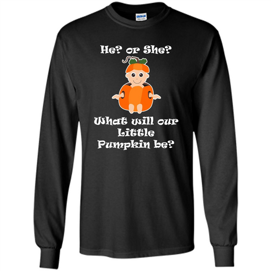 He Or She What Will Little Pumpkin Be Baby Shower T-shirt Black