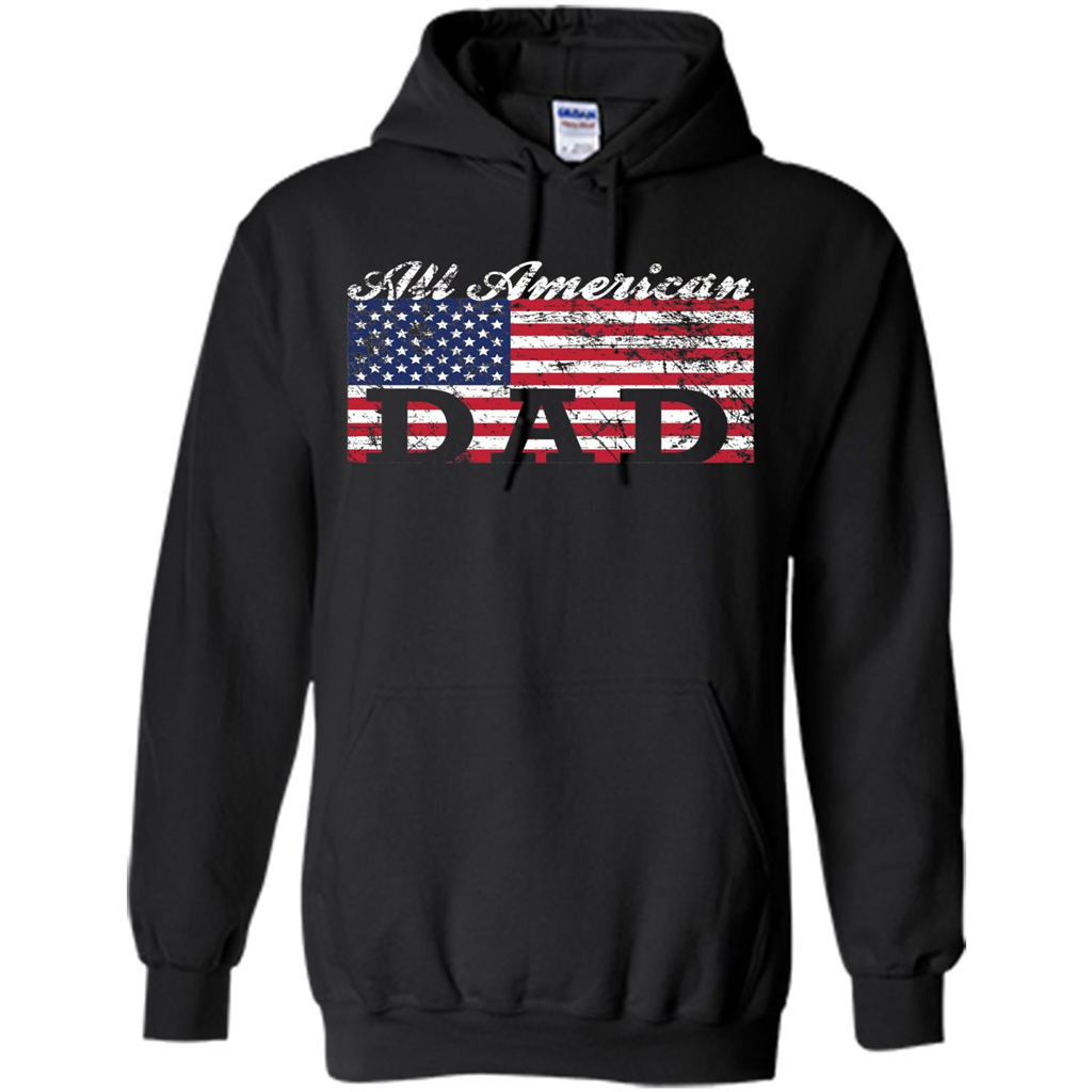 Fathers Day T-shirt All American Dad American Flag Black