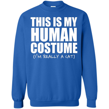 This Is My Human Costume I'm Really A Cat Halloween T-Shirt Royal