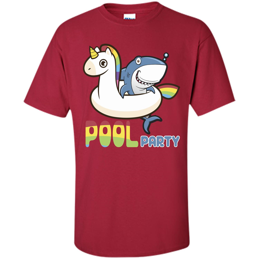 Pool Party T-shirt Unicorn Float Funny Shark Cardinal