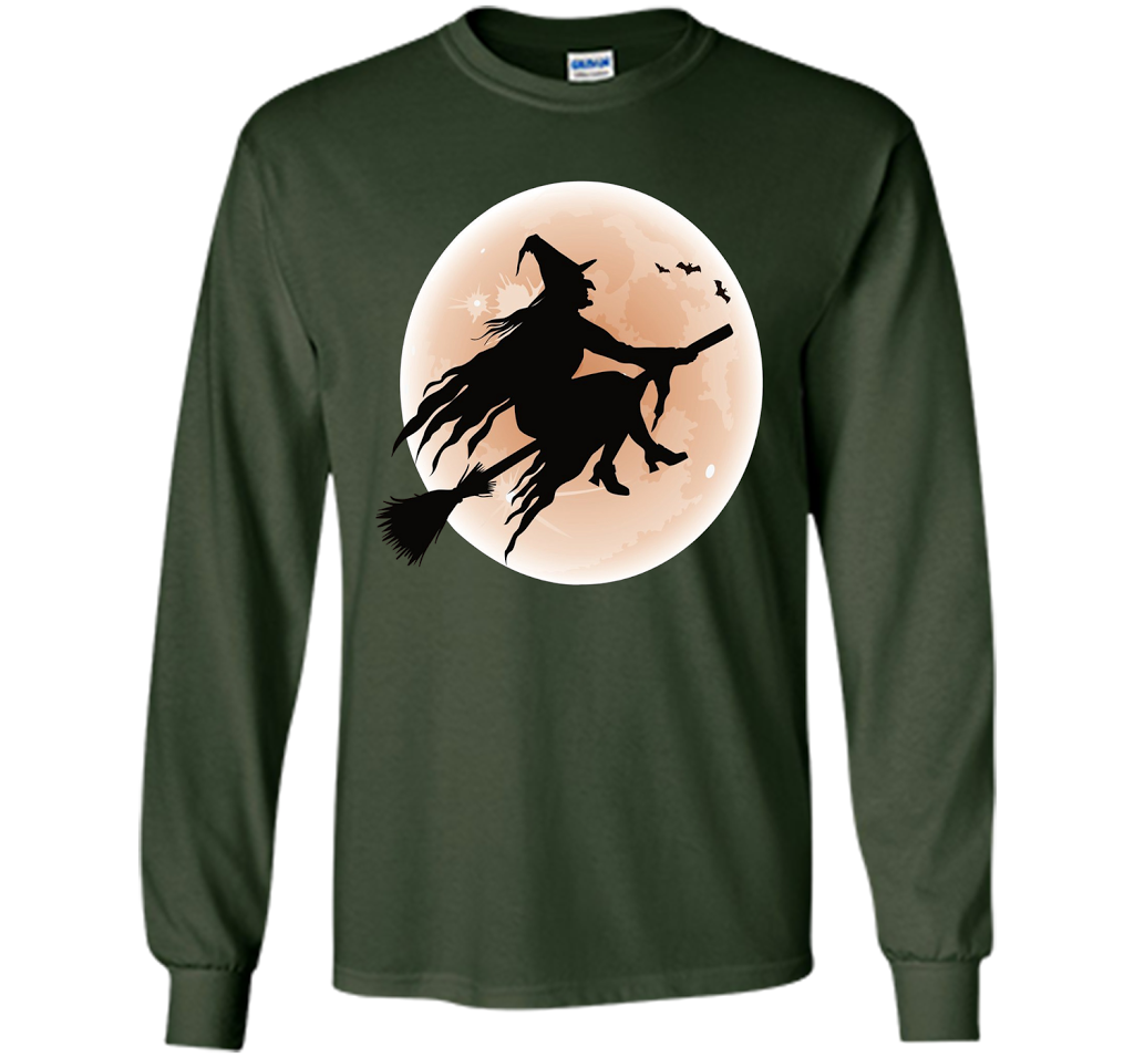 Halloween Full Moon Witch T-Shirt shirt Forest Green