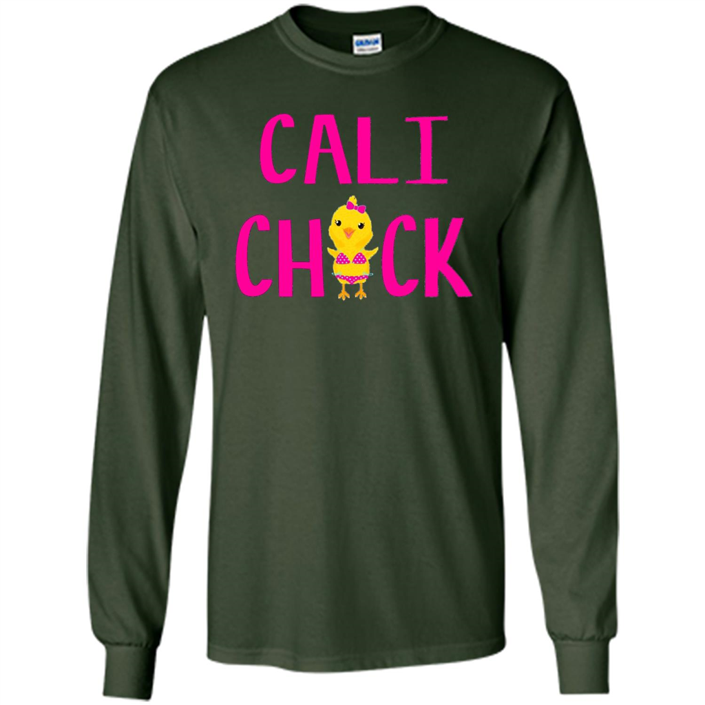 Cali Chick Cute Bikini Yellow Bird Funny T-shirt Forest Green