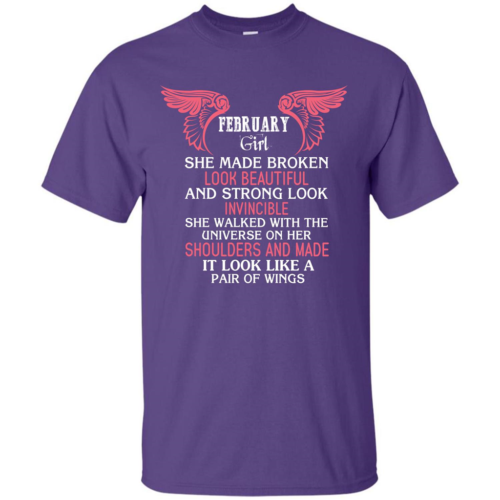 February Girl She Made Broken Look Beautiful T-shirt Purple