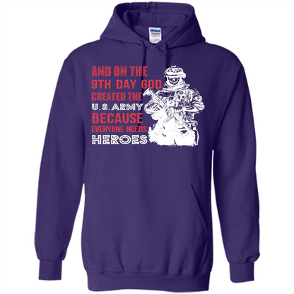 Military T-shirt And On The 9th Day God Created The U S Army Purple